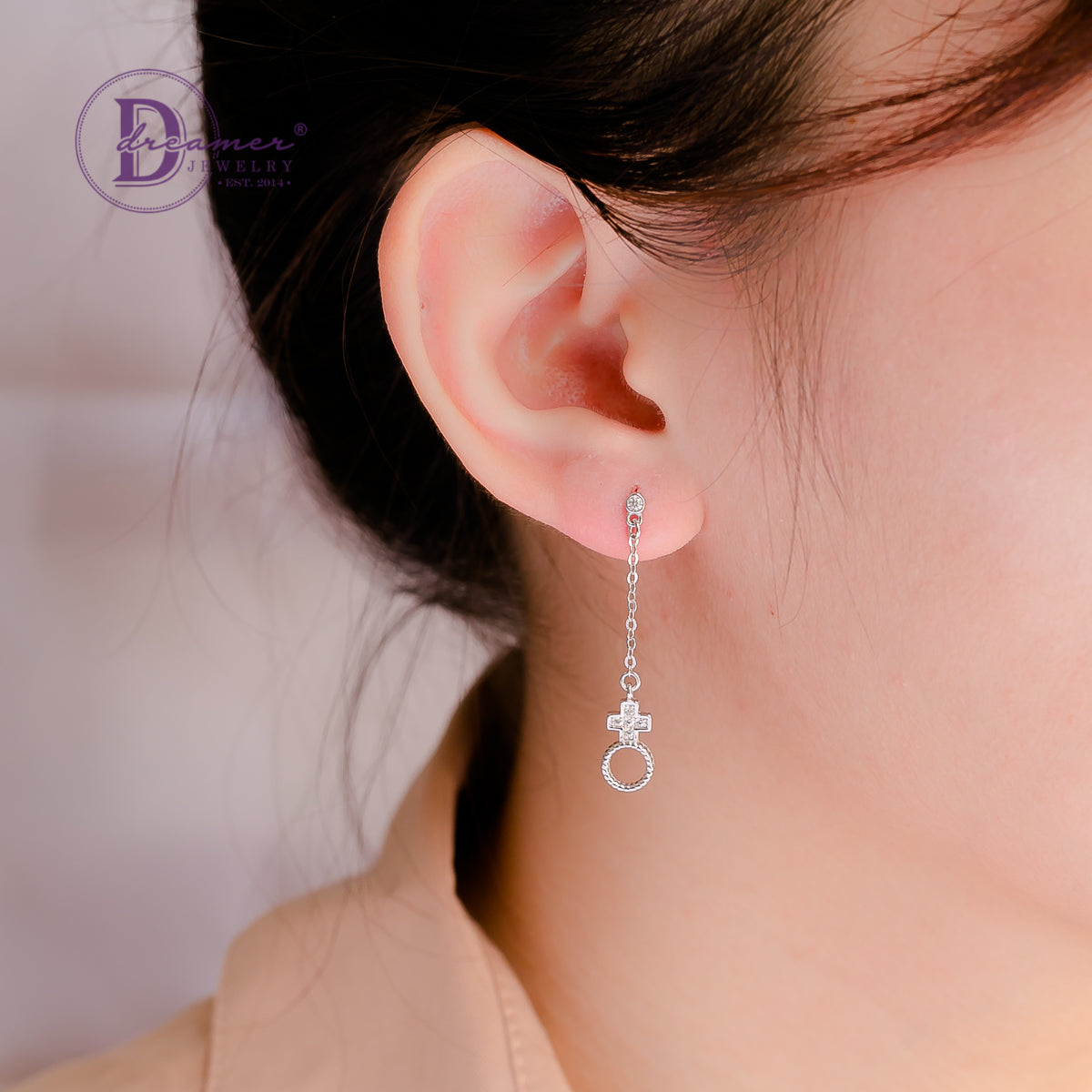 Bông Tai Tòn Ten Kí Hiệu Nam Nữ - Dangling Silver Earrings 2750BTH