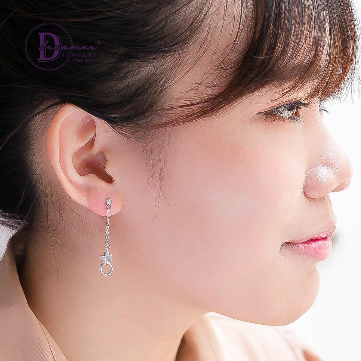 Bông Tai Tòn Ten Kí Hiệu Nam Nữ - Dangling Silver Earrings 2750BTH