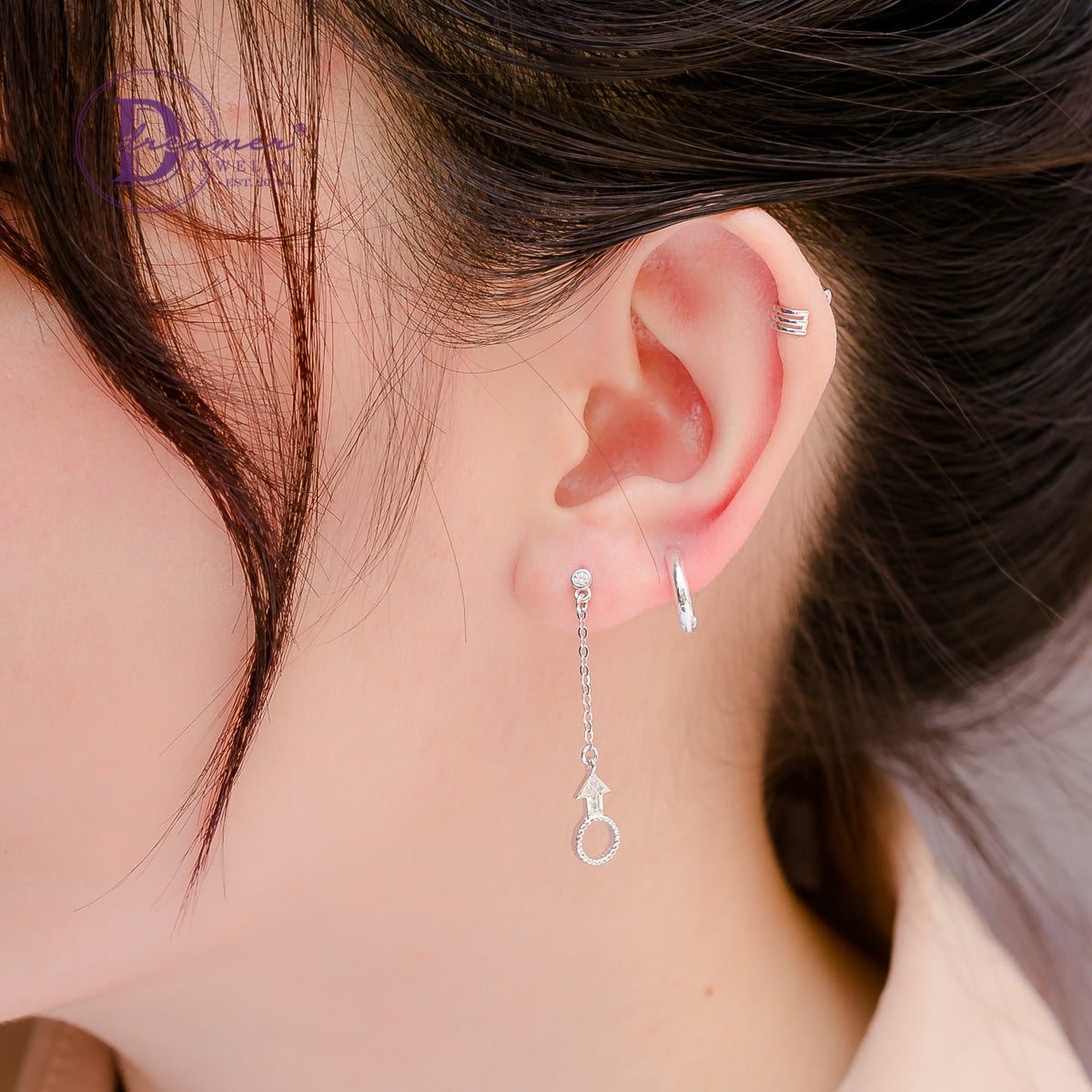 Bông Tai Tòn Ten Kí Hiệu Nam Nữ - Dangling Silver Earrings 2750BTH