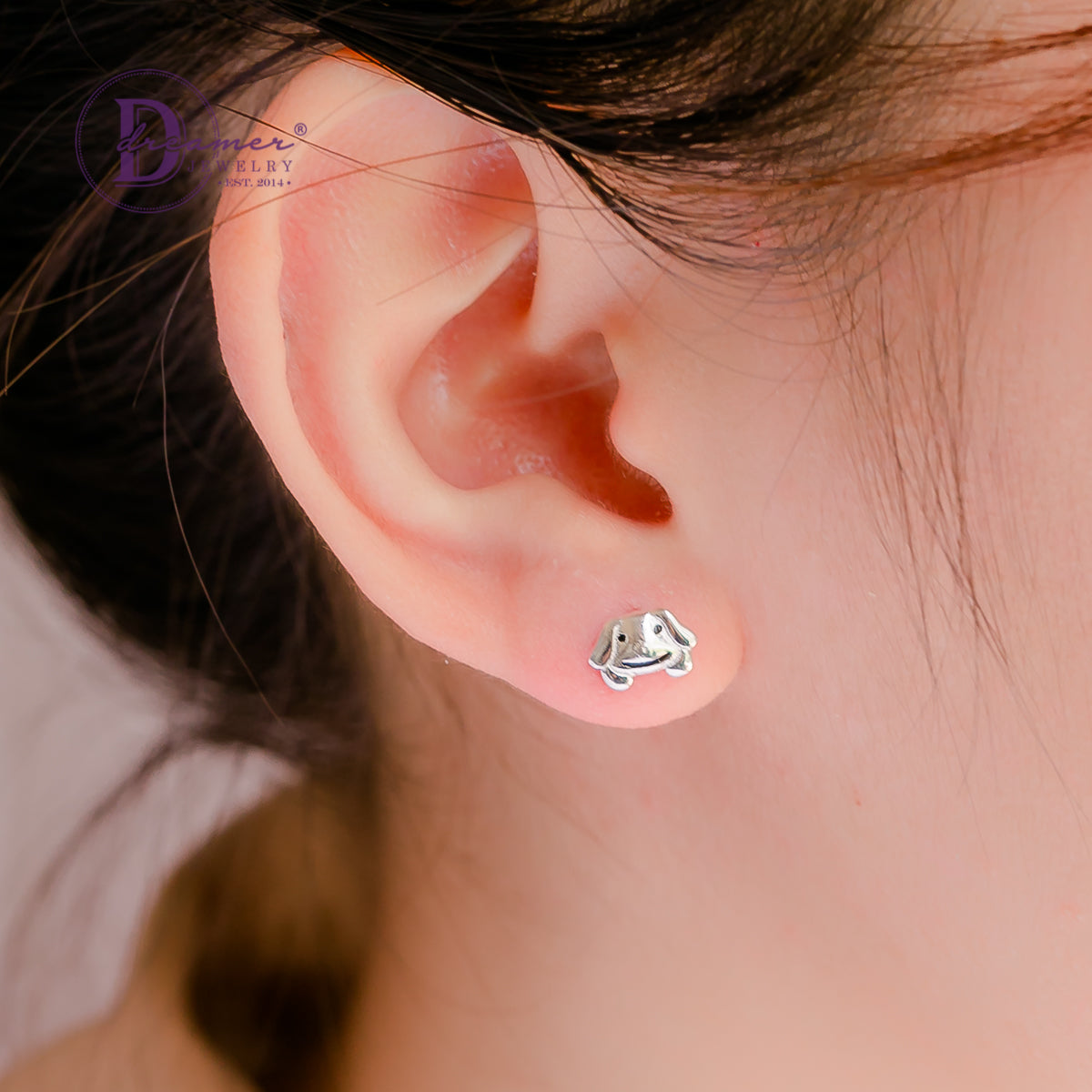 Bông Tai Bé Chó Dễ Thương Bạc 925 - Smiling Dog Silver Earrings 1362BTH