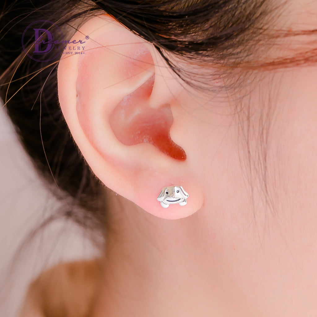 Bông Tai Bé Chó Dễ Thương Bạc 925 - Smiling Dog Silver Earrings 1362BTH