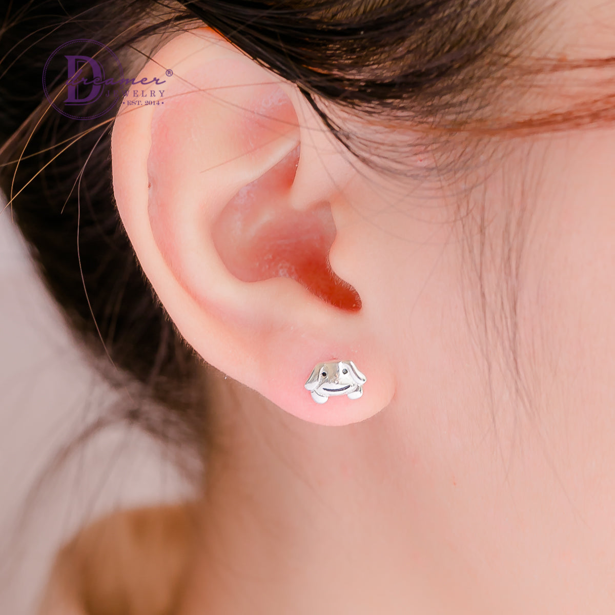 Bông Tai Bé Chó Dễ Thương Bạc 925 - Smiling Dog Silver Earrings 1362BTH