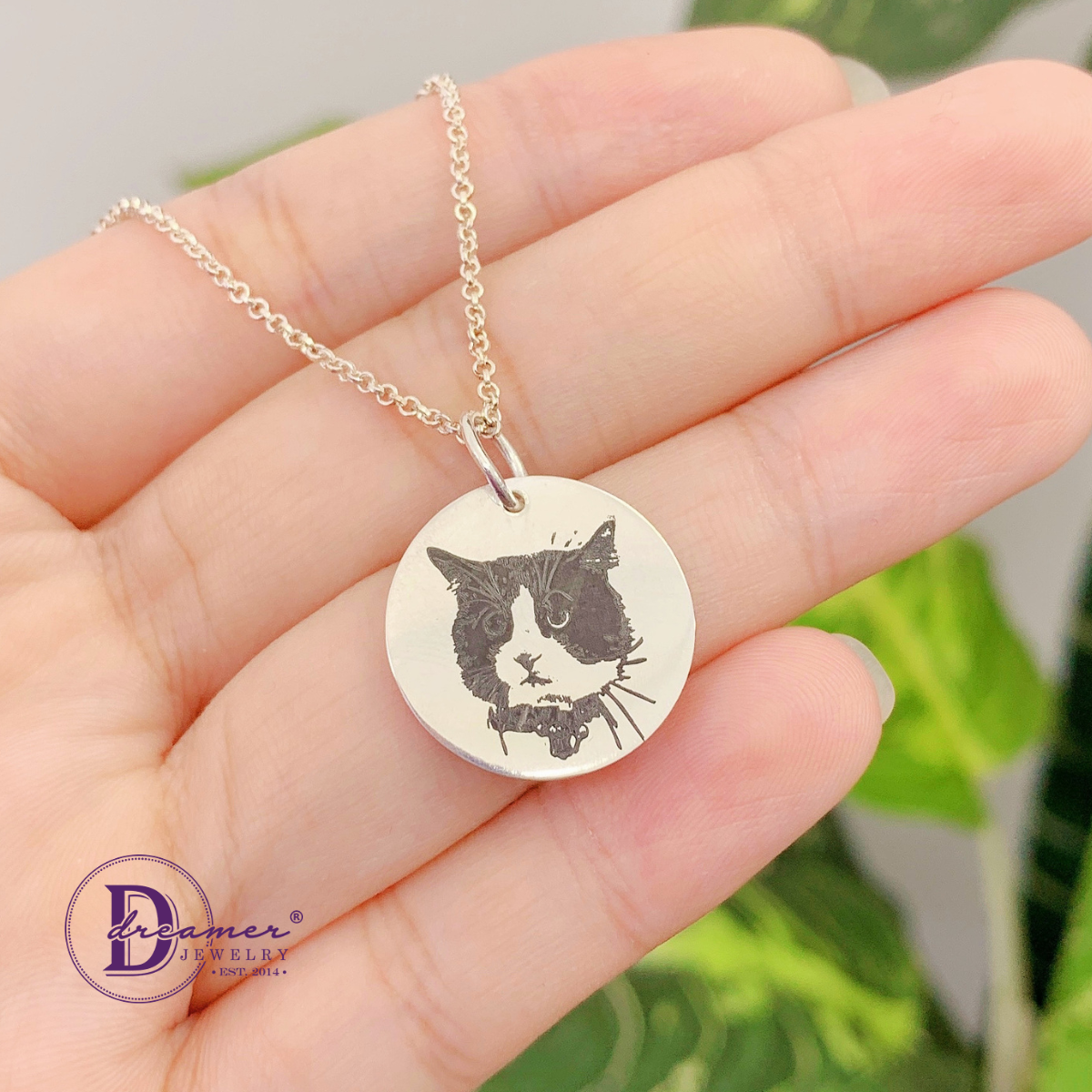Dây Chuyền Bạc 925 Mặt Tròn Khắc Hình Thú Cưng / Theo Yêu Cầu