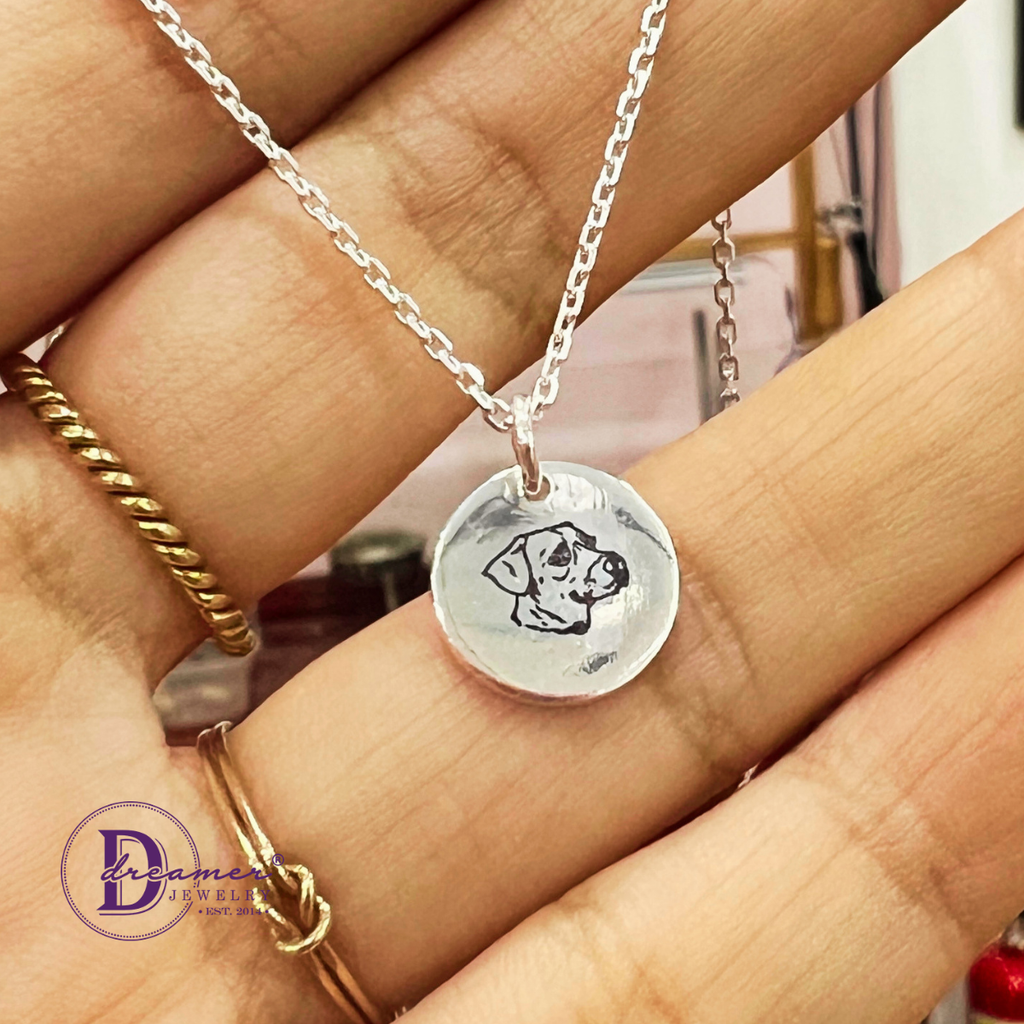 Dây Chuyền Bạc 925 Mặt Tròn Khắc Hình Thú Cưng / Theo Yêu Cầu