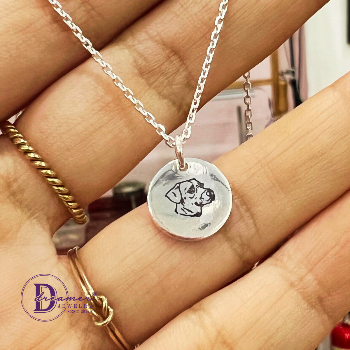 Dây Chuyền Bạc 925 Mặt Tròn Khắc Hình Thú Cưng / Theo Yêu Cầu