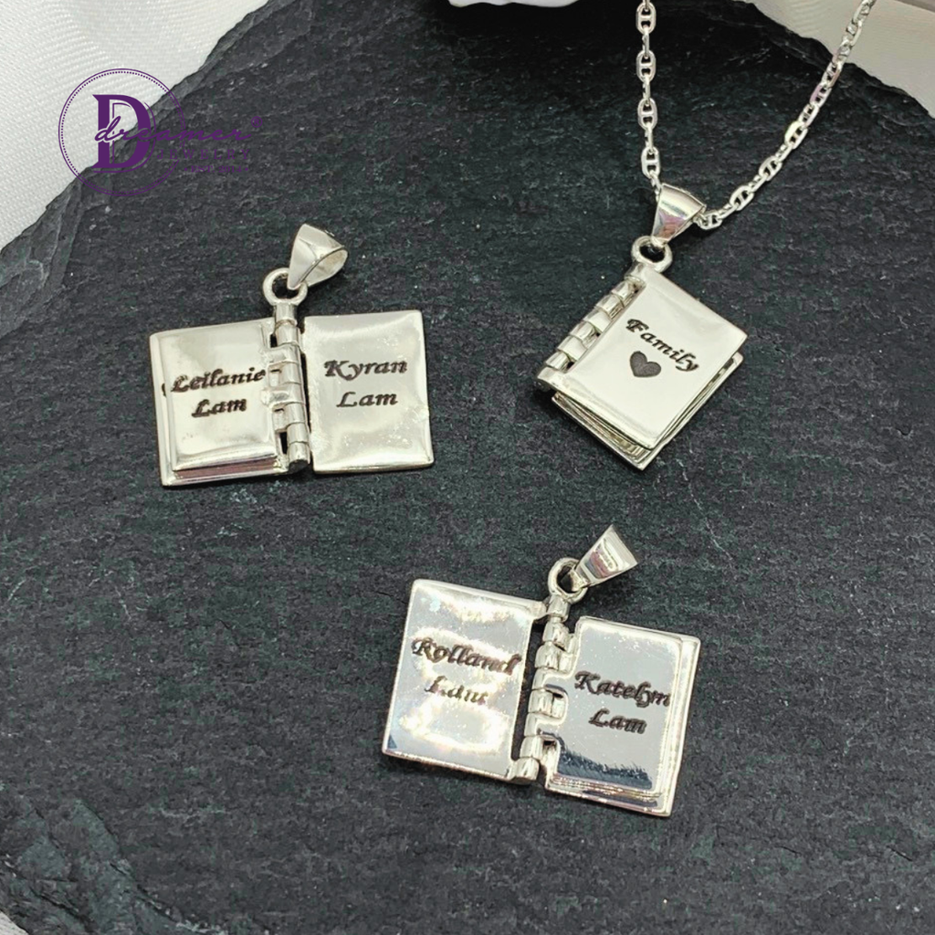 Mini Opening Storybook Locket Silver Pendant