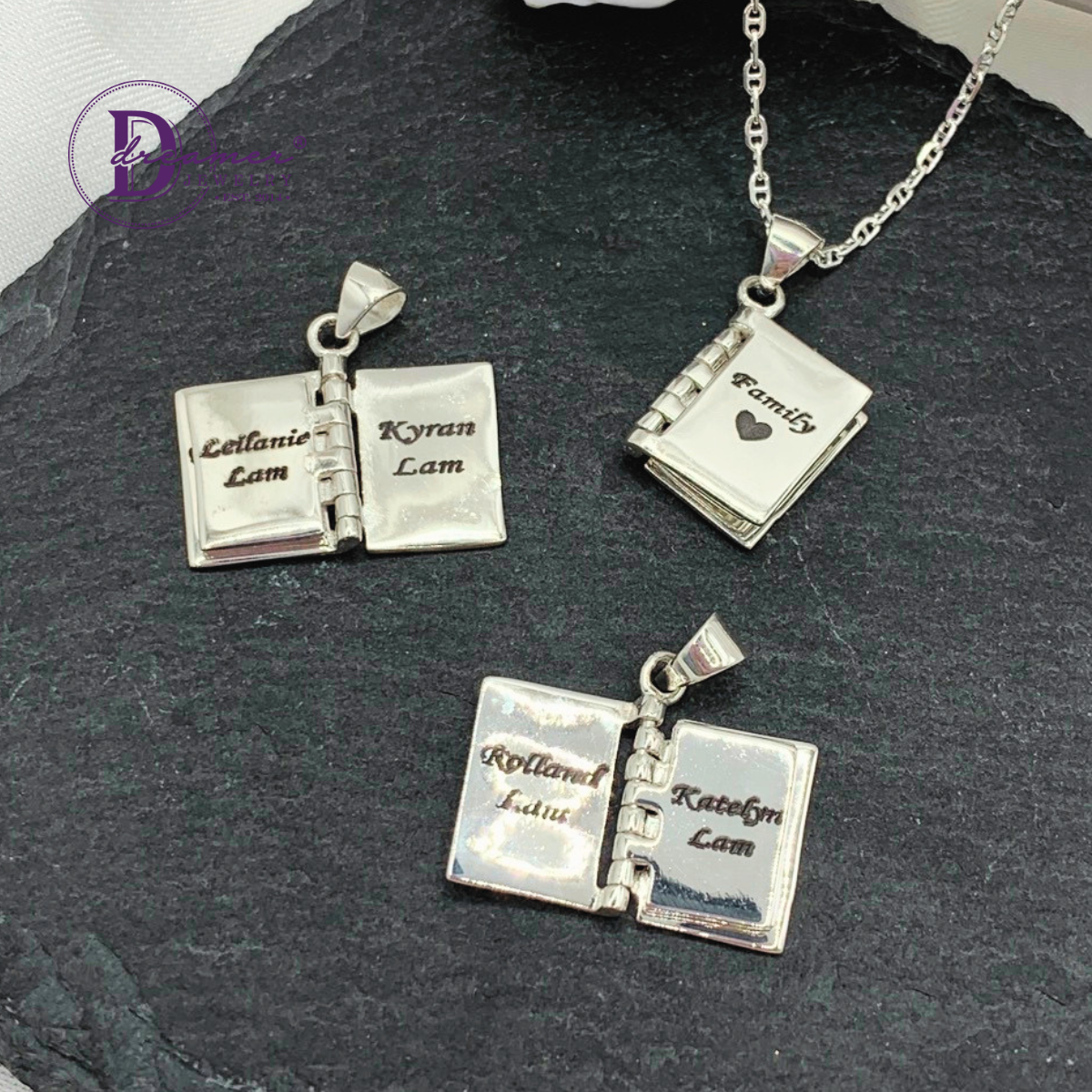 Mini Opening Storybook Locket Silver Pendant
