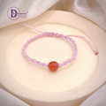 Handmade Braided String Pink Strawberry Quartz Bracelet