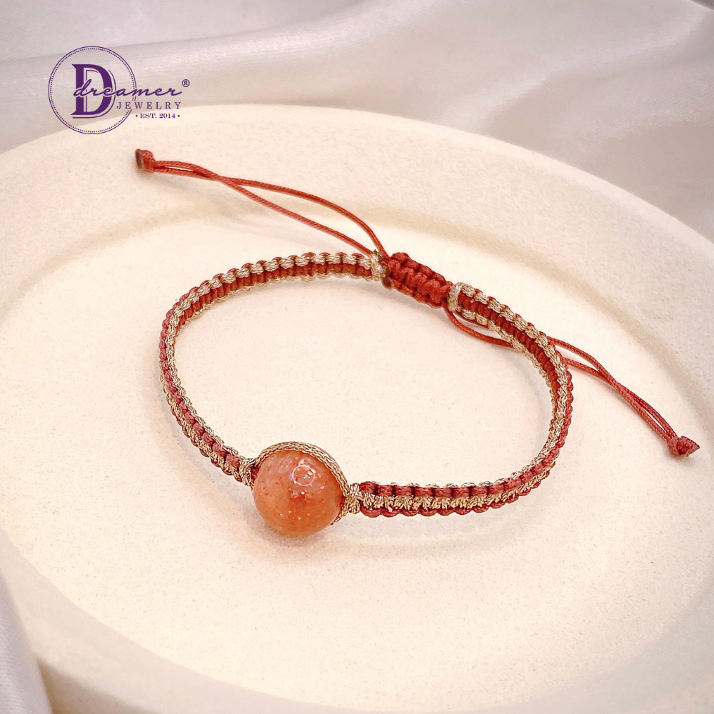 Handmade Braided String Sunstone Gemstone Bracelet