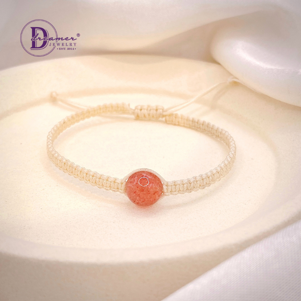 Handmade Braided String Sunstone Gemstone Bracelet