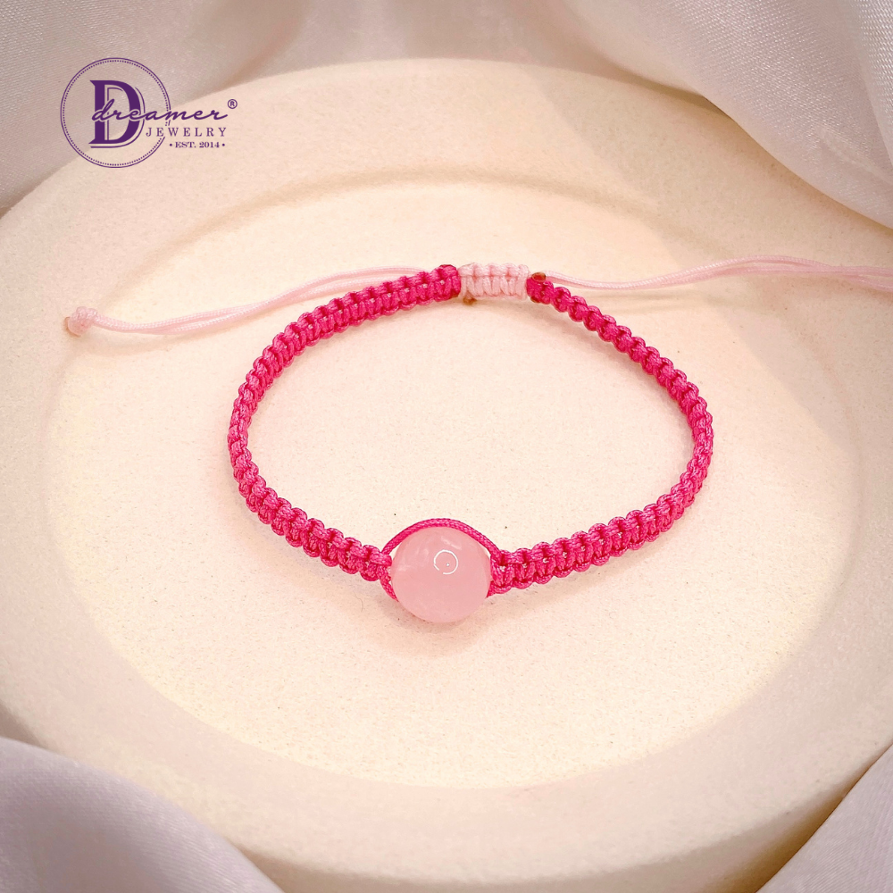 Handmade Braided String Rose Quartz Gemstone Bracelet