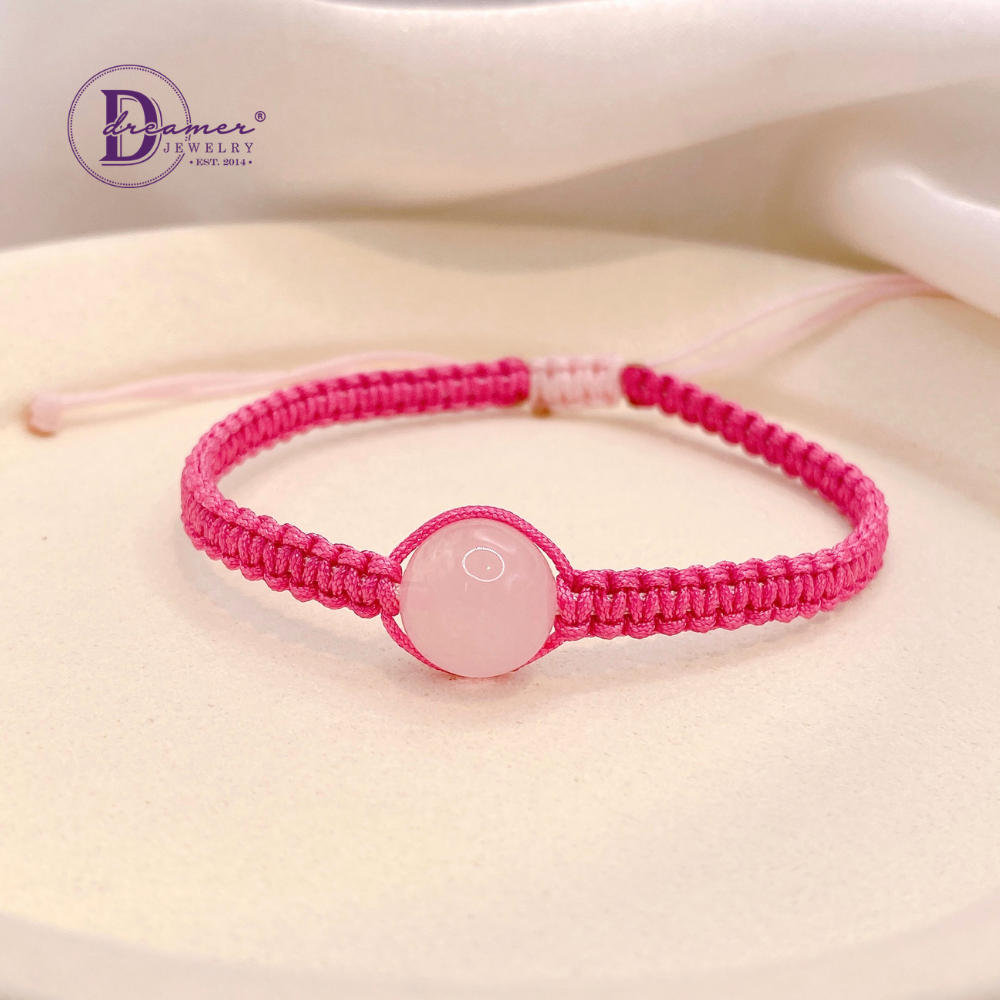 Handmade Braided String Rose Quartz Gemstone Bracelet