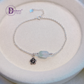 Natural Green Phantom Quartz Lu Thong 925 Silver Bracelet