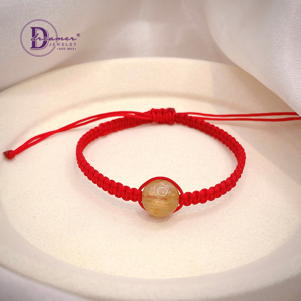 Handmade Braided String Golden Rutilated Quartz Bracelet