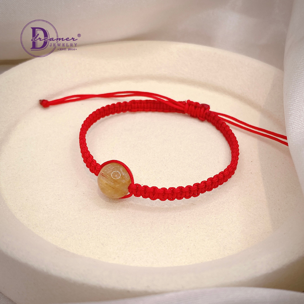 Handmade Braided String Golden Rutilated Quartz Bracelet