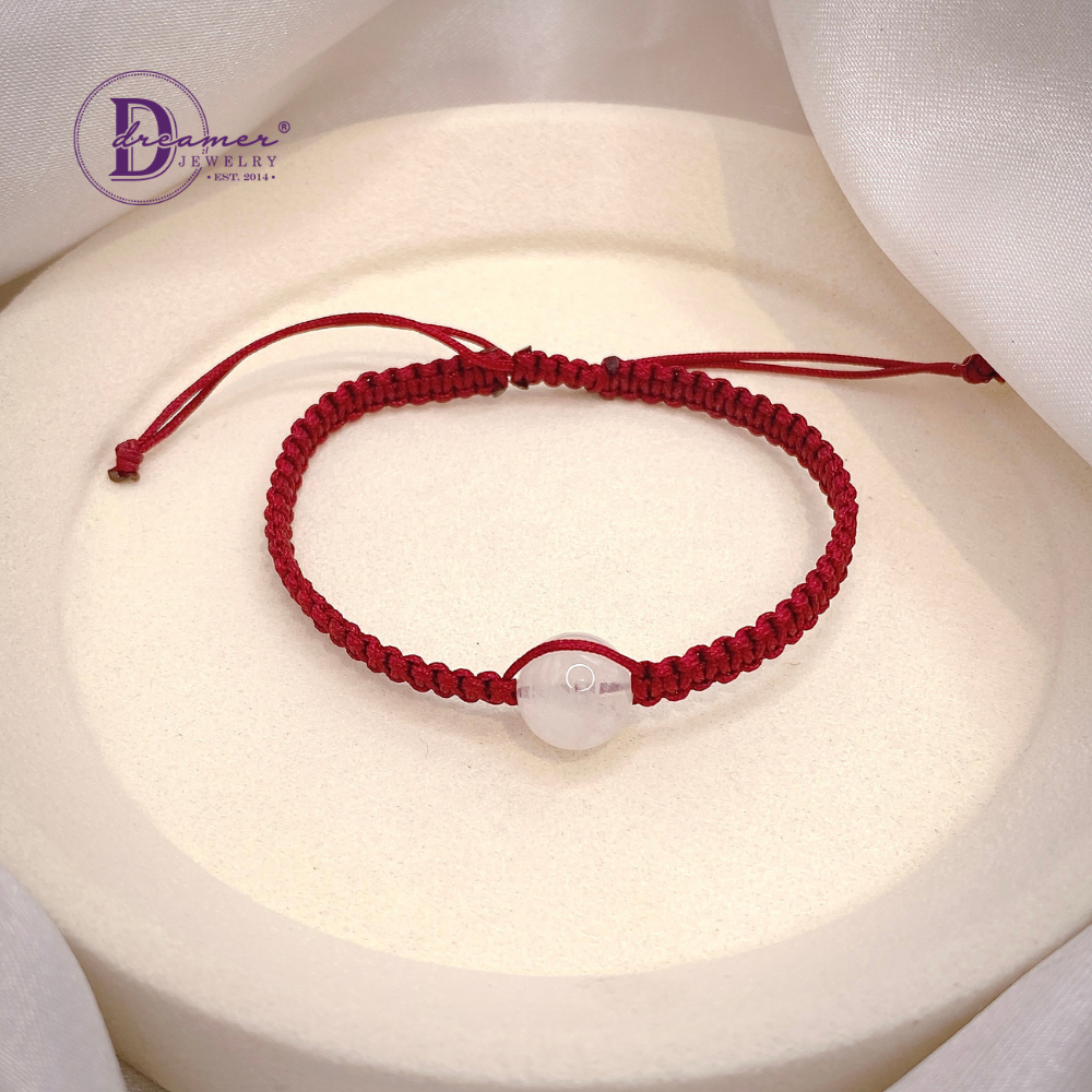 Handmade Braided String Rainbow Moonstone Bracelet