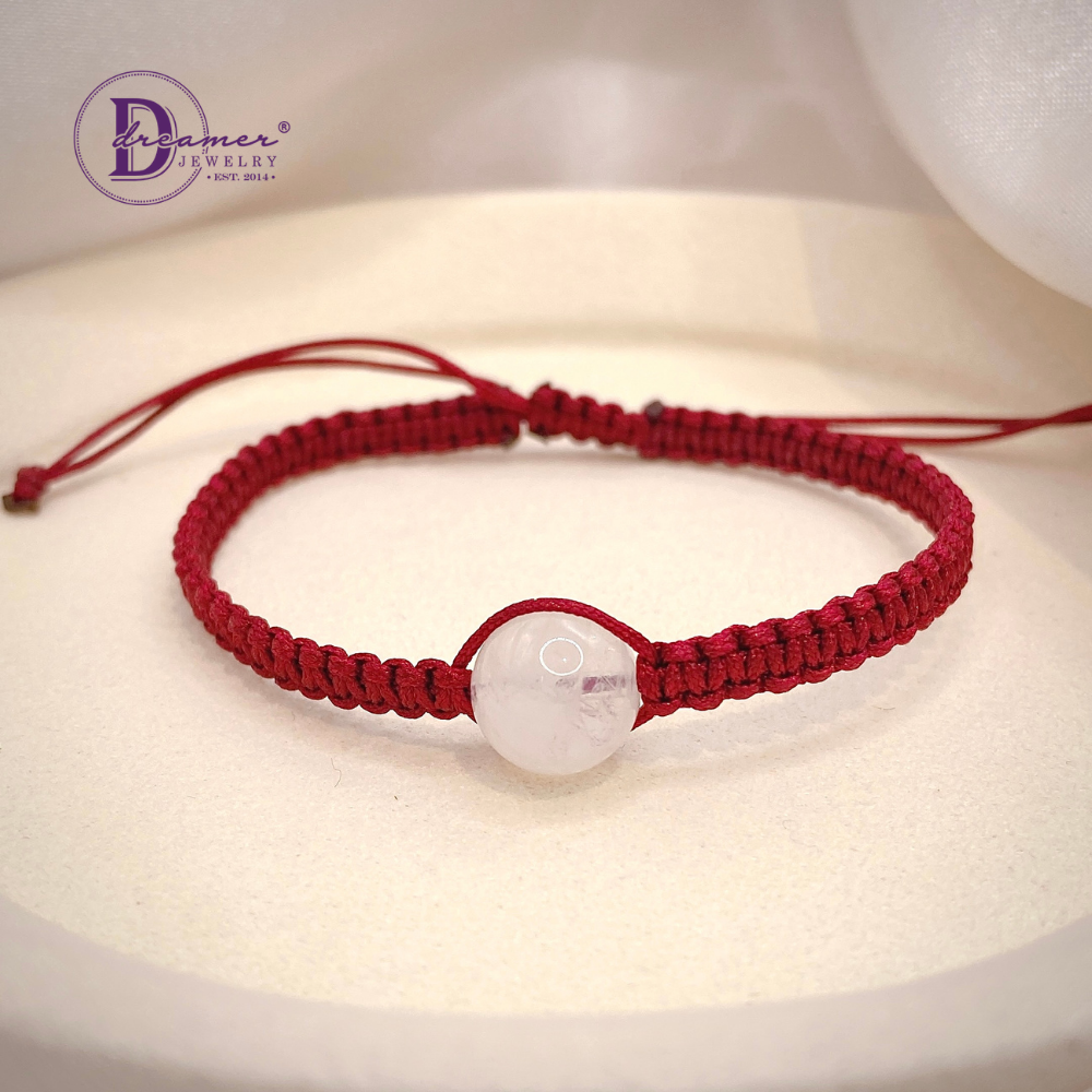 Handmade Braided String Rainbow Moonstone Bracelet