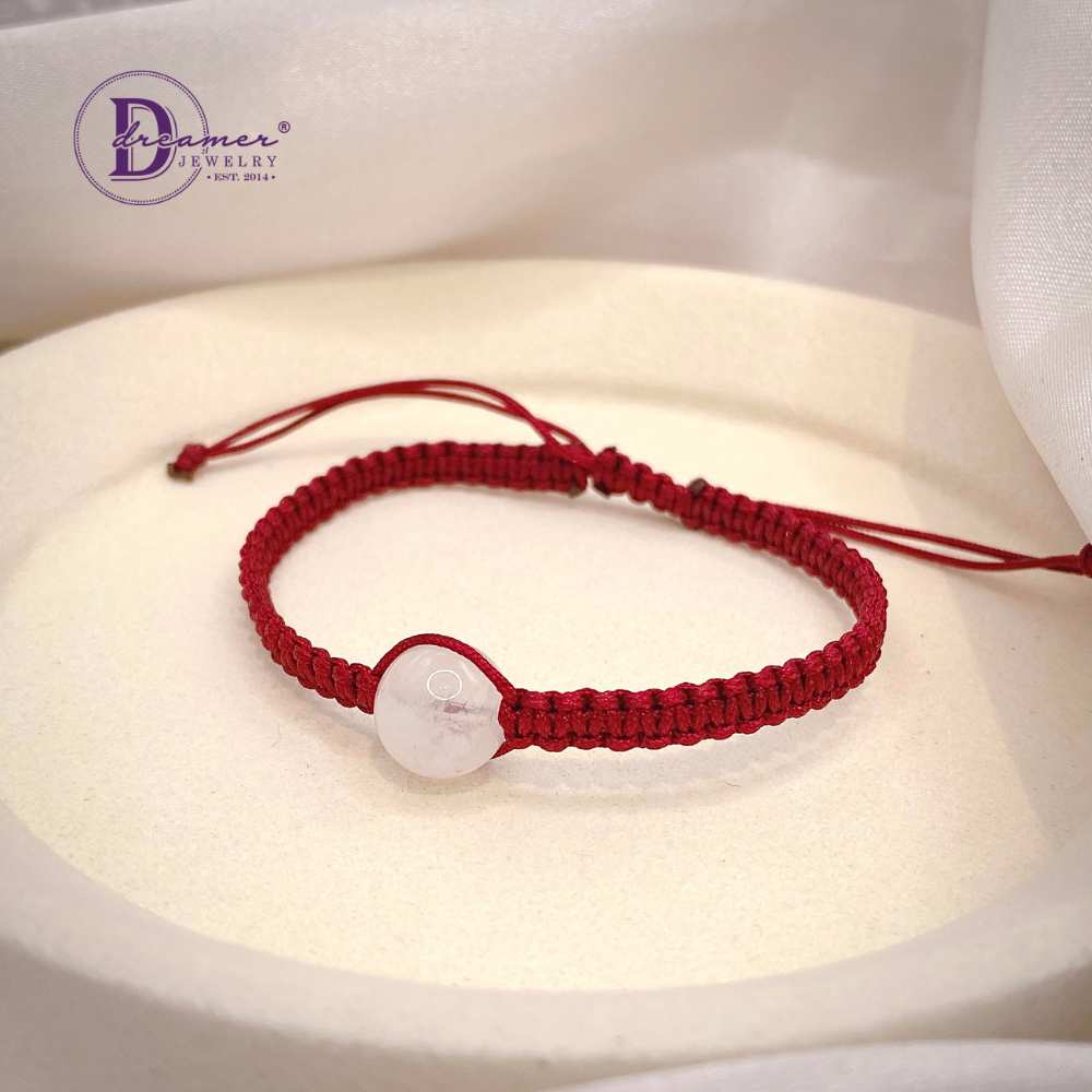 Handmade Braided String Rainbow Moonstone Bracelet