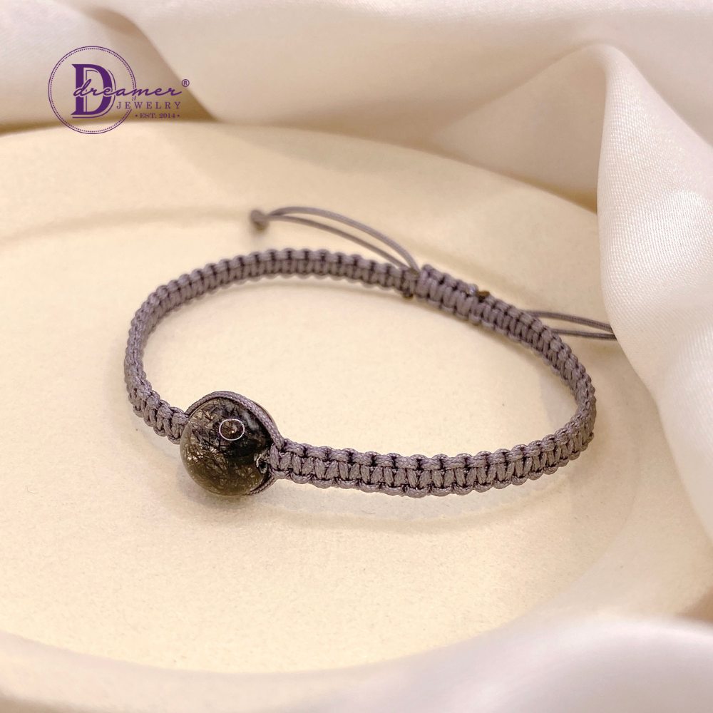 Handmade Braided String Black Rutilated Quartz Bracelet