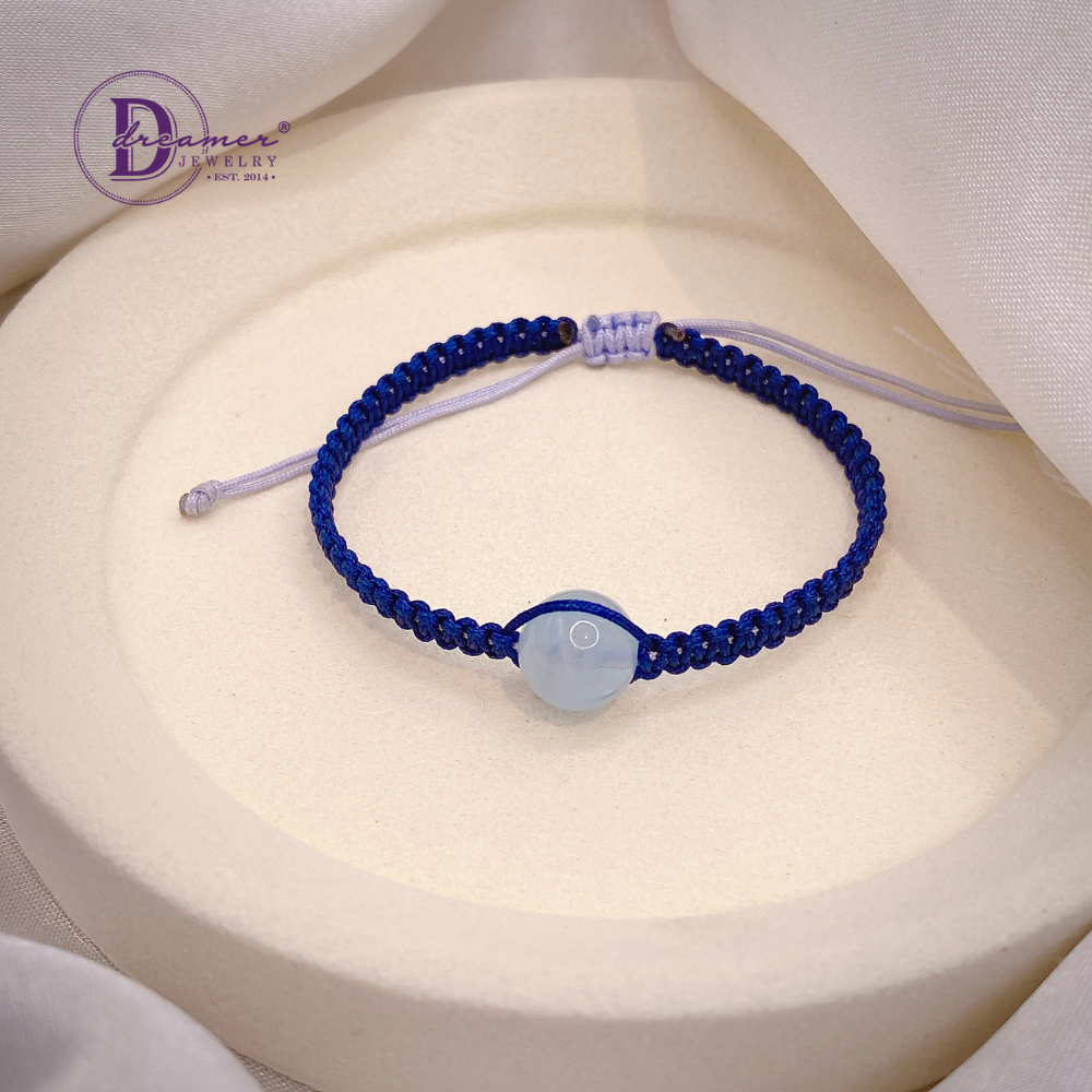 Handmade Braided String Aquamarine Gemstone Bracelet