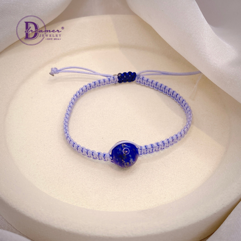 Handmade Braided String Lapis Lazuli Gemstone Bracelet