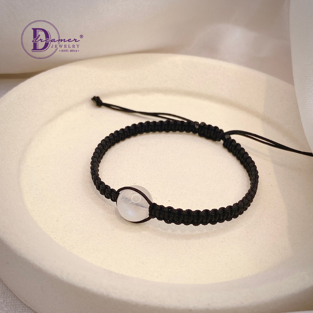 Handmade Braided String Rainbow Moonstone Bracelet