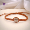 Handmade Braided String Silver Rutilated Quartz Bracelet