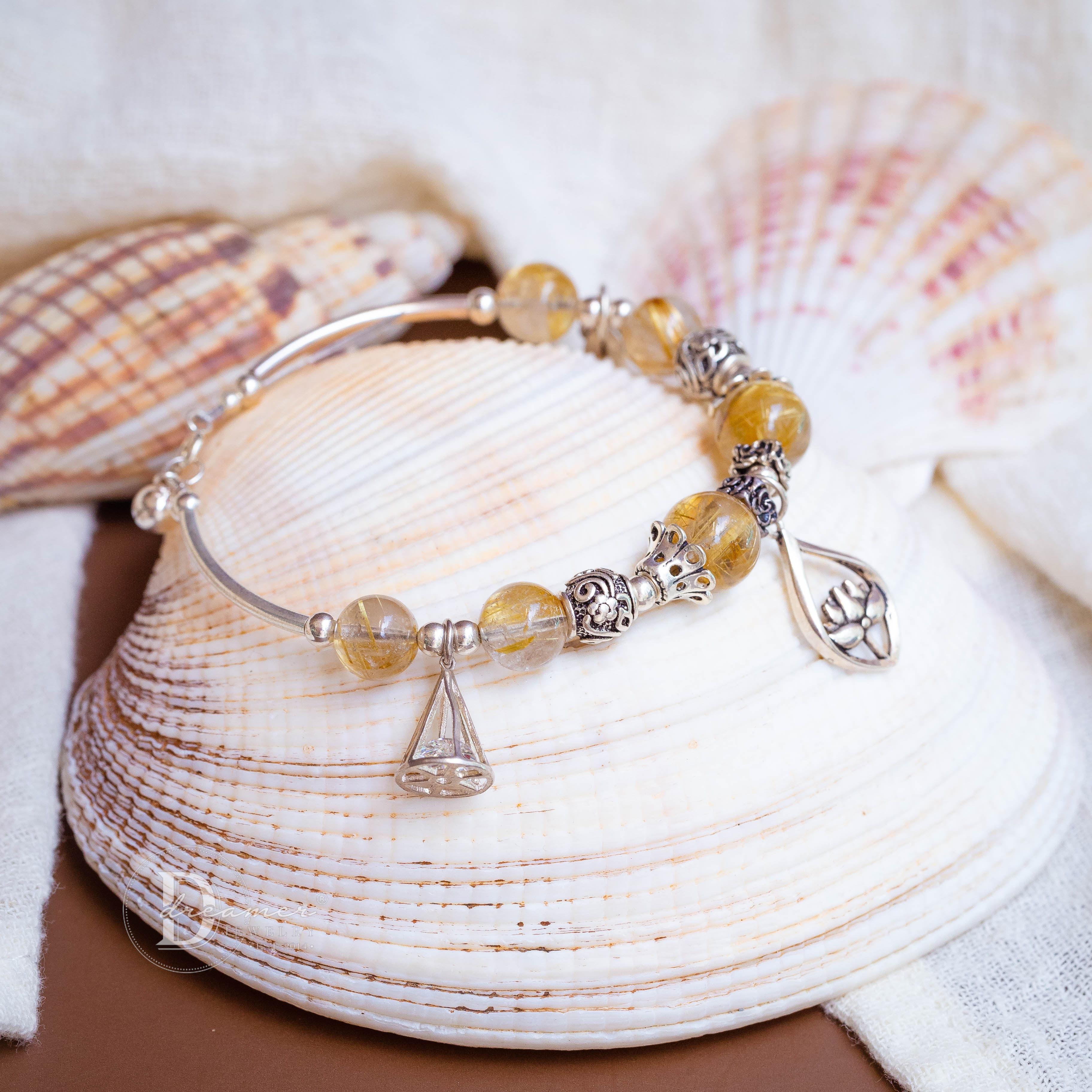 Golden Rutilated Quartz Silver Bracelet – Premium 925 Sterling Design
