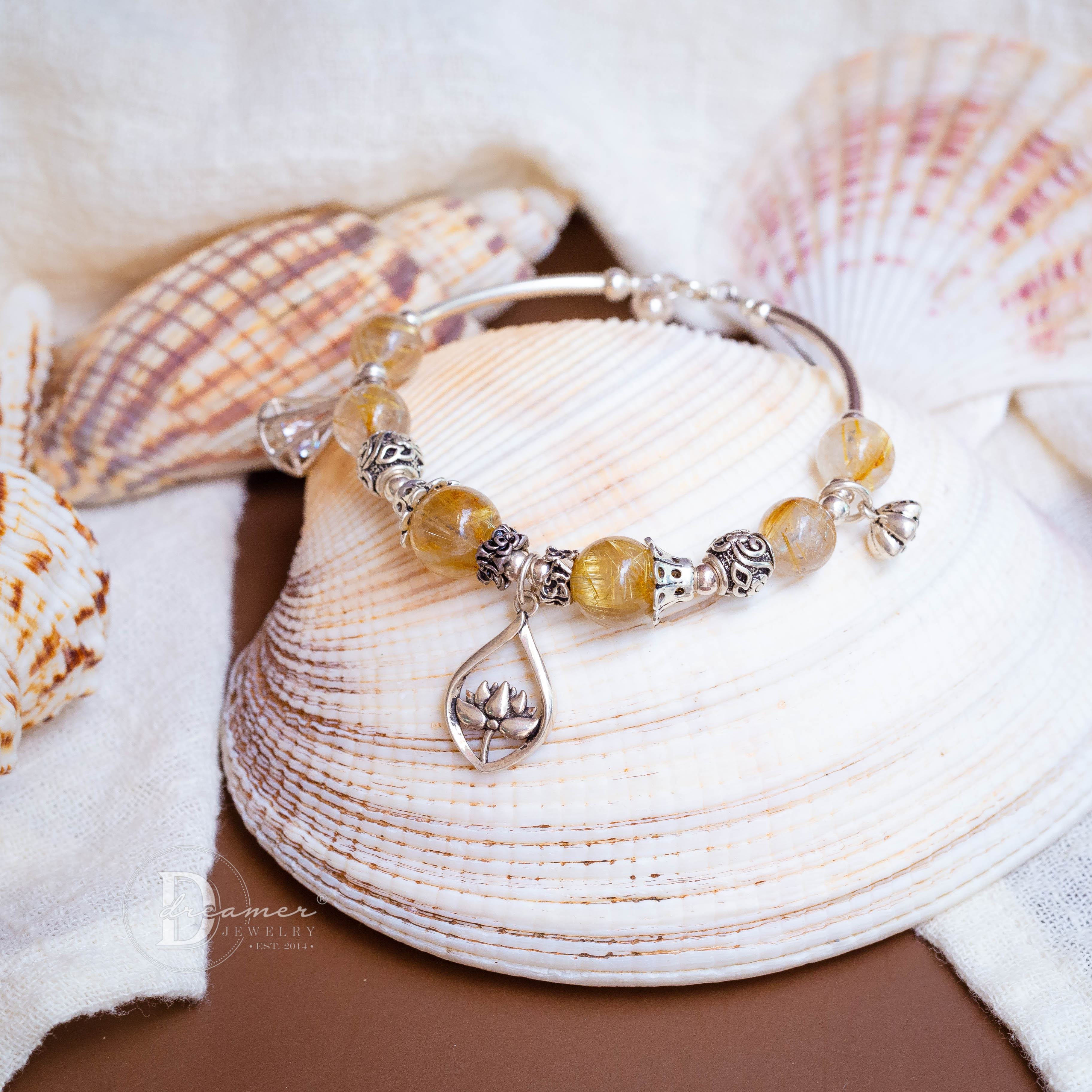 Golden Rutilated Quartz Silver Bracelet – Premium 925 Sterling Design