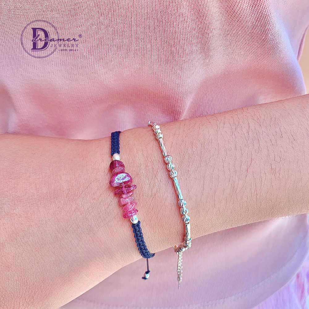 Minimalist Raw Tourmaline Handmade Braided String Bracelet