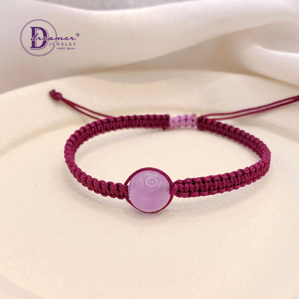 Handmade Braided String Amethyst Gemstone Bracelet
