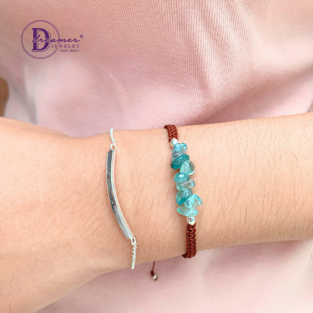 Minimalist Raw Apatite Handmade Braided String Bracelet