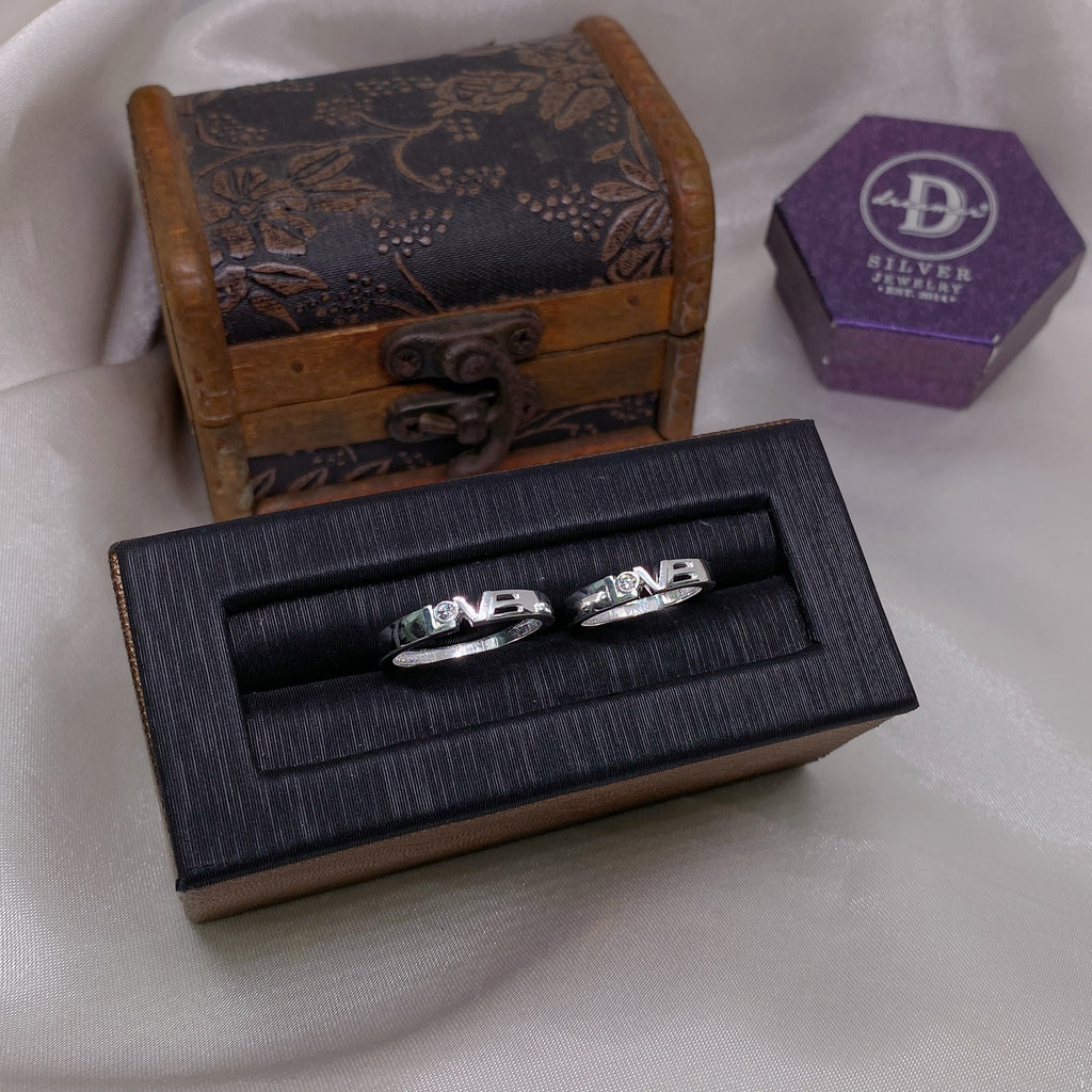 Nhẫn Đôi LOVE LETTER - Chữ Love Đính 1 Viên Đá CZ Trắng - Couple Rings 2404NH