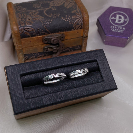 Nhẫn Đôi LOVE LETTER - Chữ Love Đính 1 Viên Đá CZ Trắng - Couple Rings 2404NH