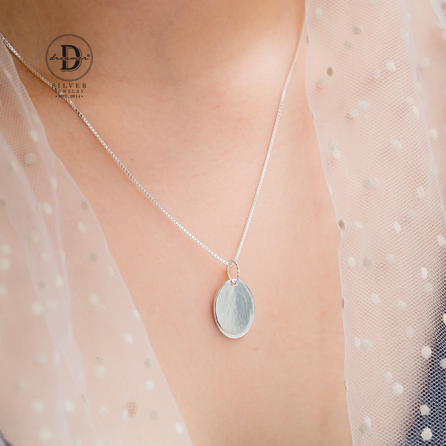 Mặt Dây Chuyền Oval Trơn Khắc Chữ
