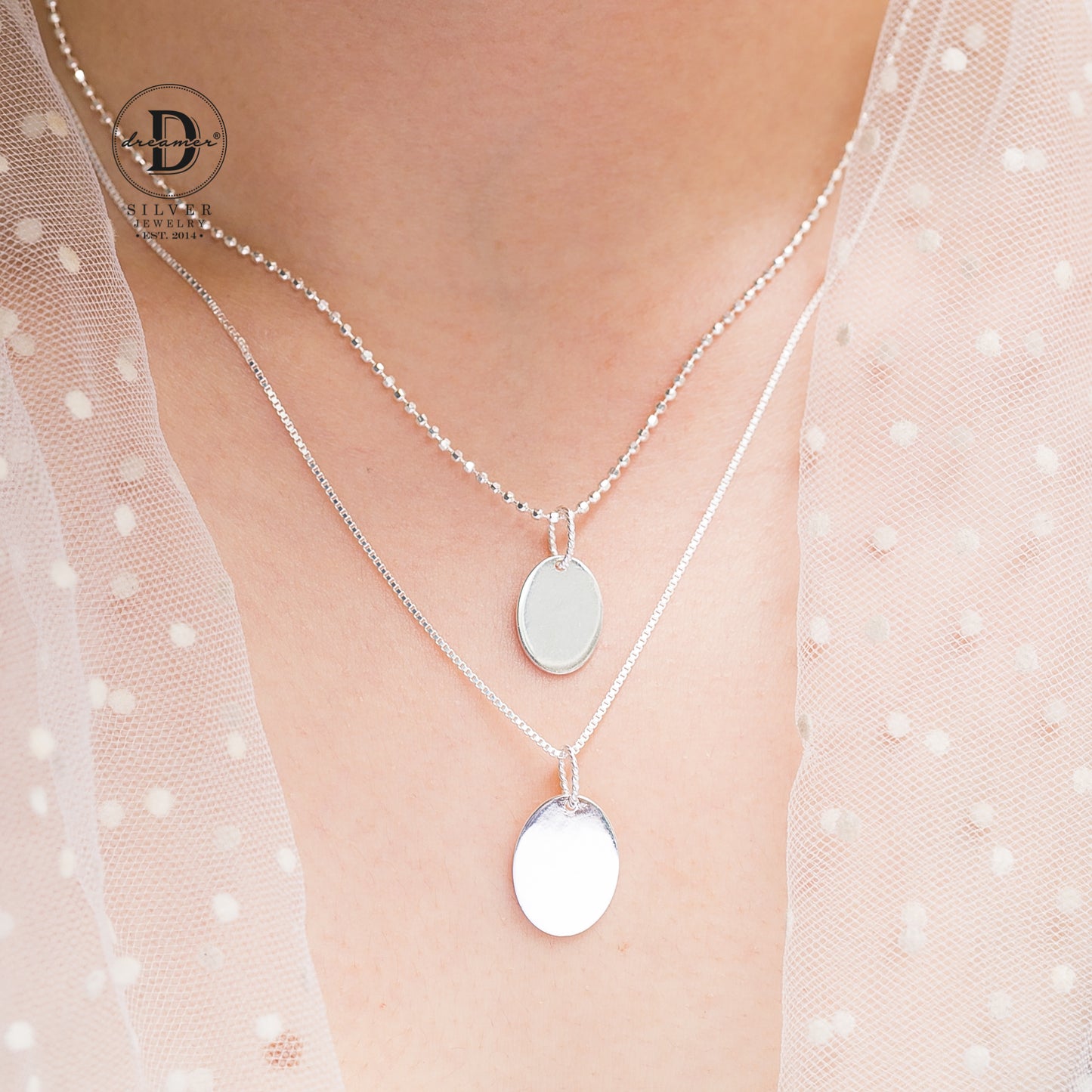 Mặt Dây Chuyền Oval Trơn Khắc Chữ