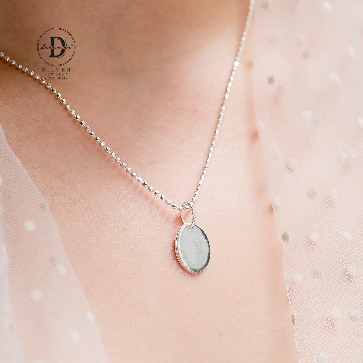 Mặt Dây Chuyền Oval Trơn Khắc Chữ