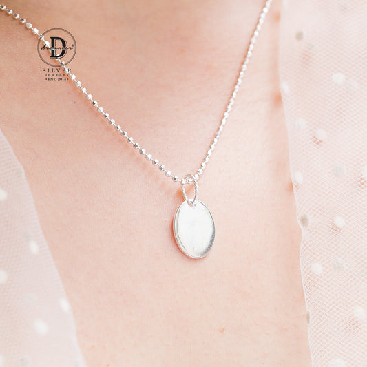 Mặt Dây Chuyền Oval Trơn Khắc Chữ