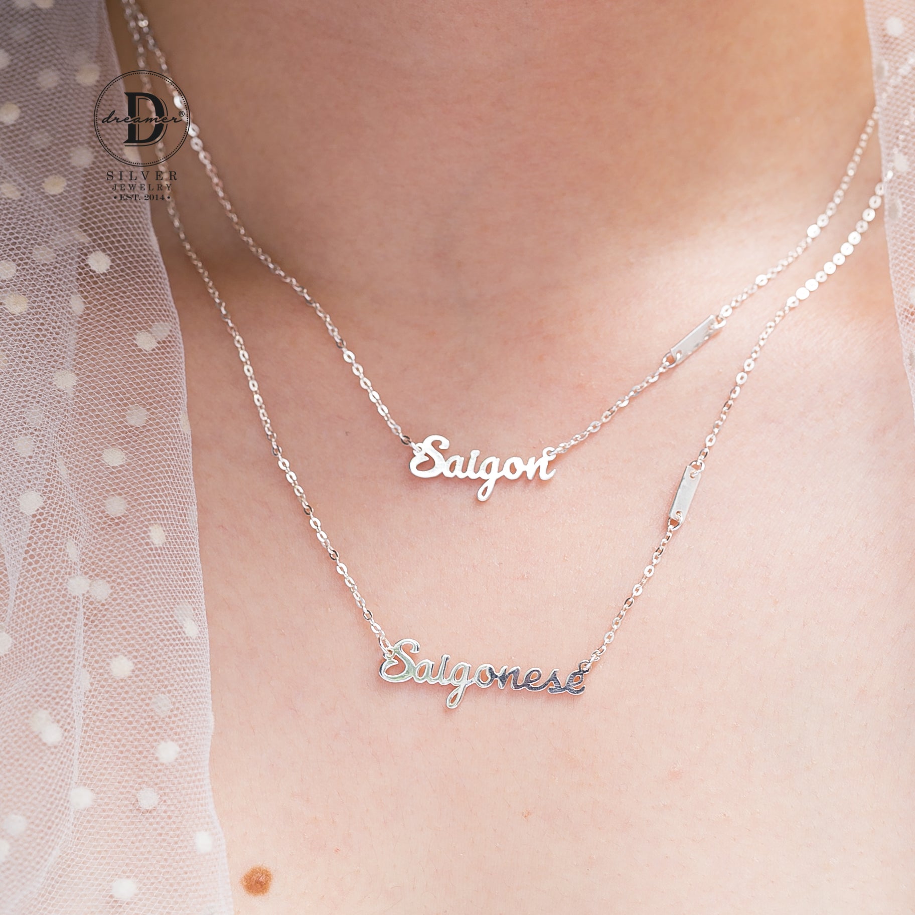 Saigon Silver Necklace - Name Necklace Saigonese Sterling Silver 925