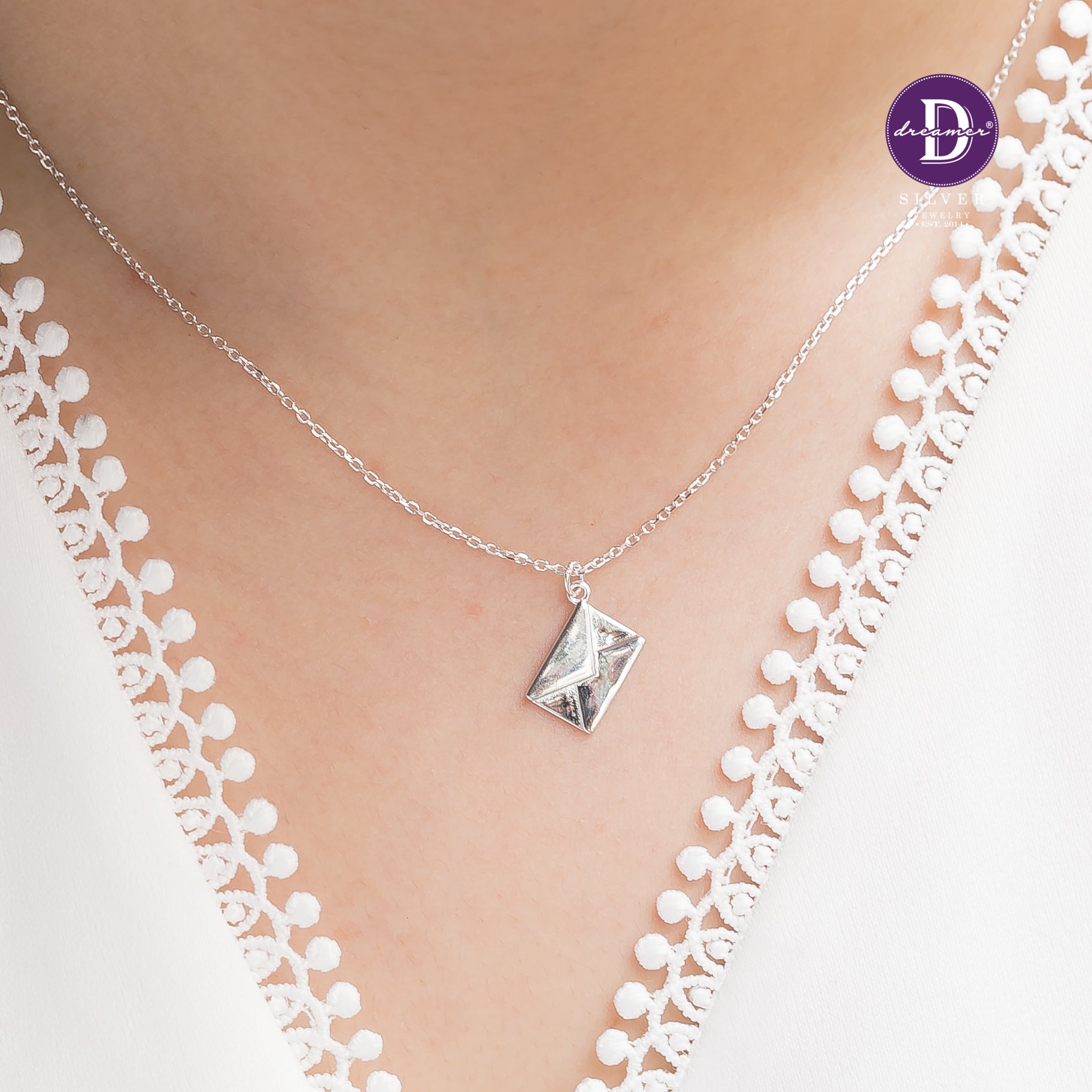 Love Letter Envelope Sterling Silver Necklace