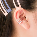 Unisex 4 Silver Lines Band Ear Cuff In Silver