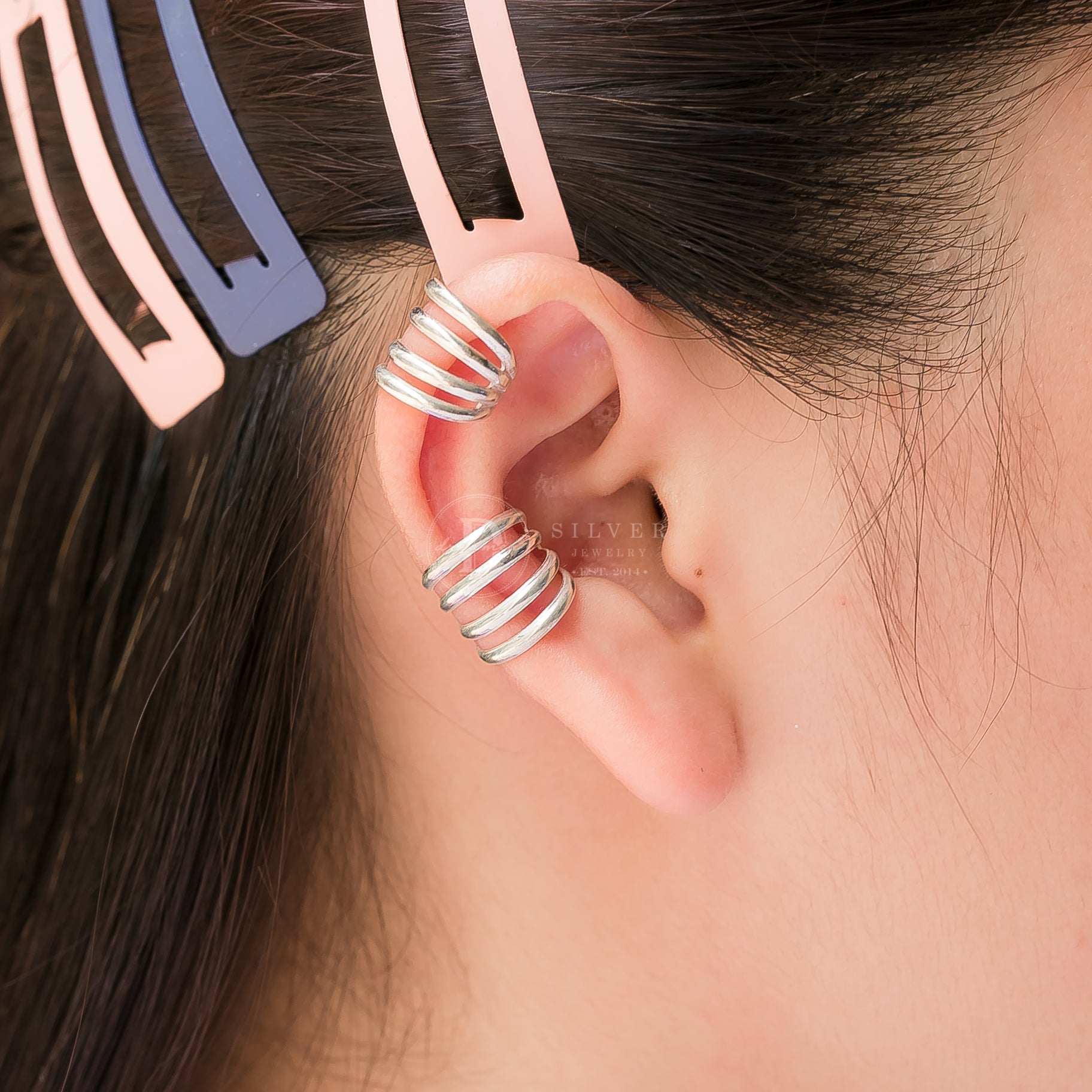 Earcuff Bản Unisex 4 Lines - Bông Tai Kẹp Vành Bạc 925 - 253EC