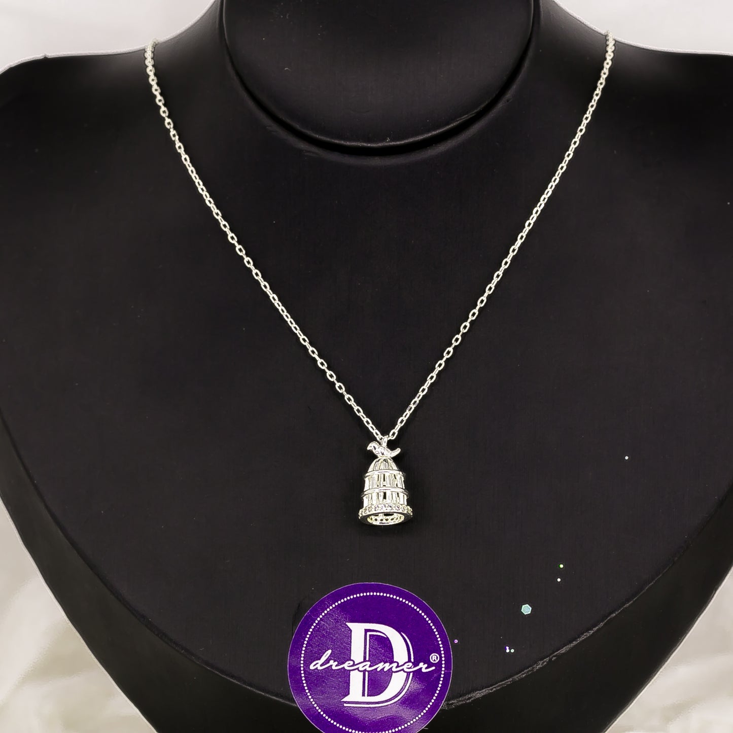 Dây Chuyền Lồng Chim Đính Đá Bạc 925 - Bird Cage Sterling Silver Necklace 722DCH