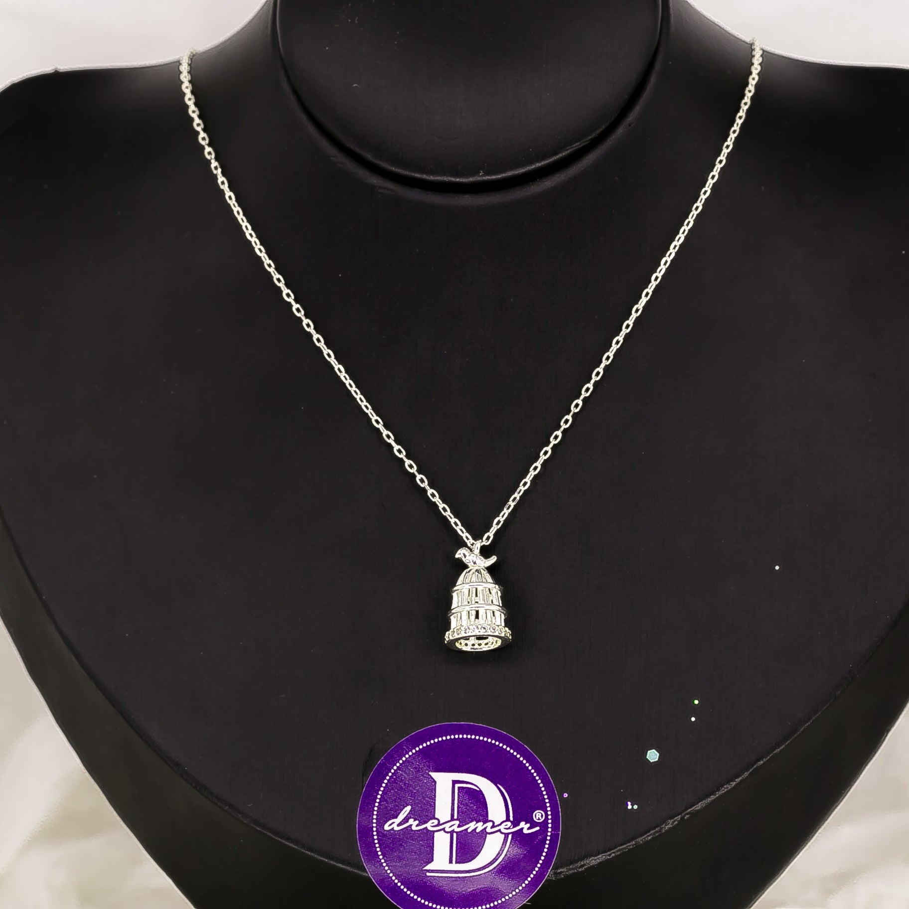 Dây Chuyền Lồng Chim Đính Đá Bạc 925 - Bird Cage Sterling Silver Necklace 722DCH