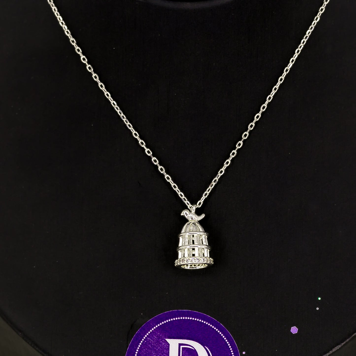 Dây Chuyền Lồng Chim Đính Đá Bạc 925 - Bird Cage Sterling Silver Necklace 722DCH