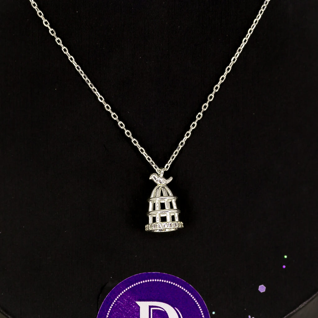 Dây Chuyền Lồng Chim Đính Đá Bạc 925 - Bird Cage Sterling Silver Necklace 722DCH