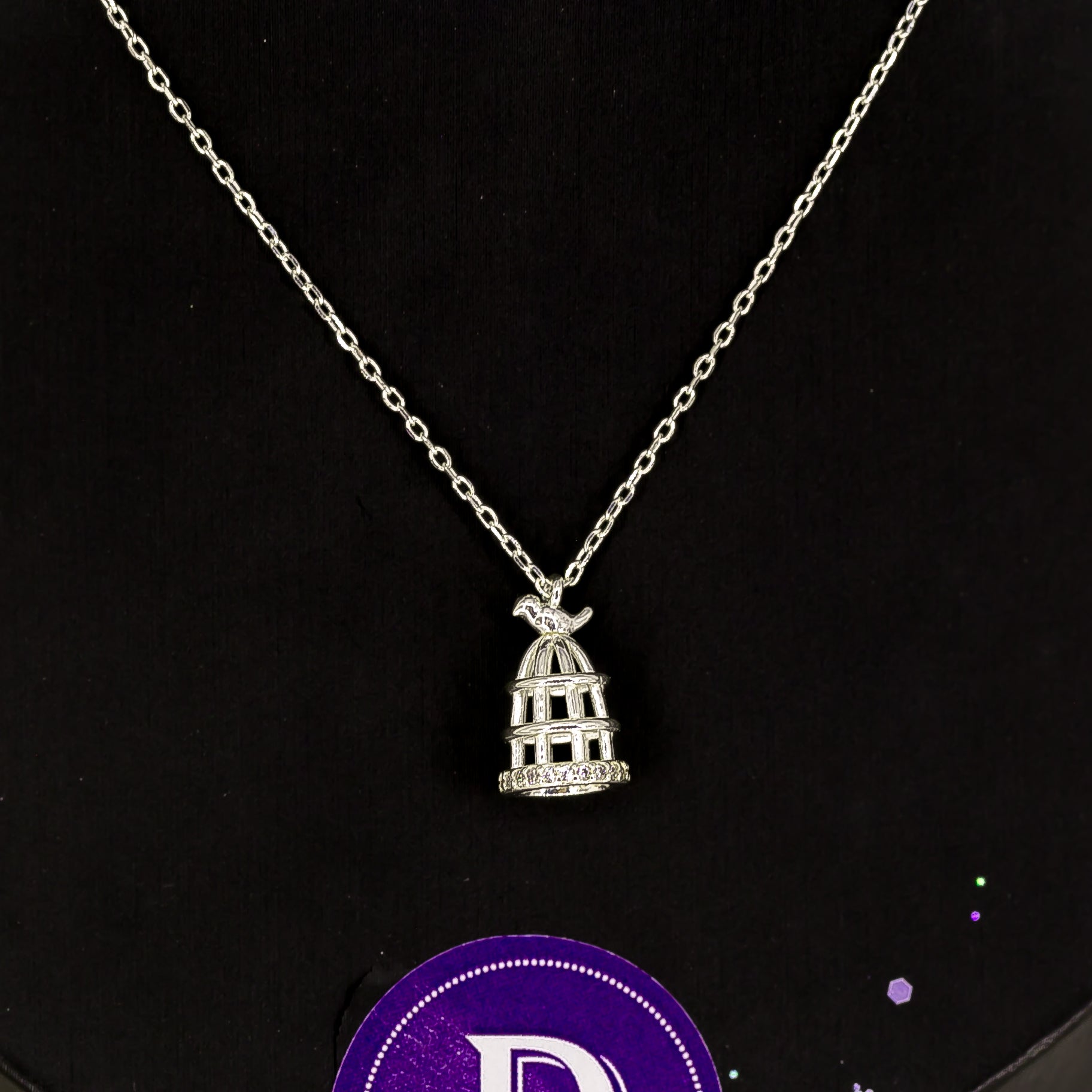 Dây Chuyền Lồng Chim Đính Đá Bạc 925 - Bird Cage Sterling Silver Necklace 722DCH