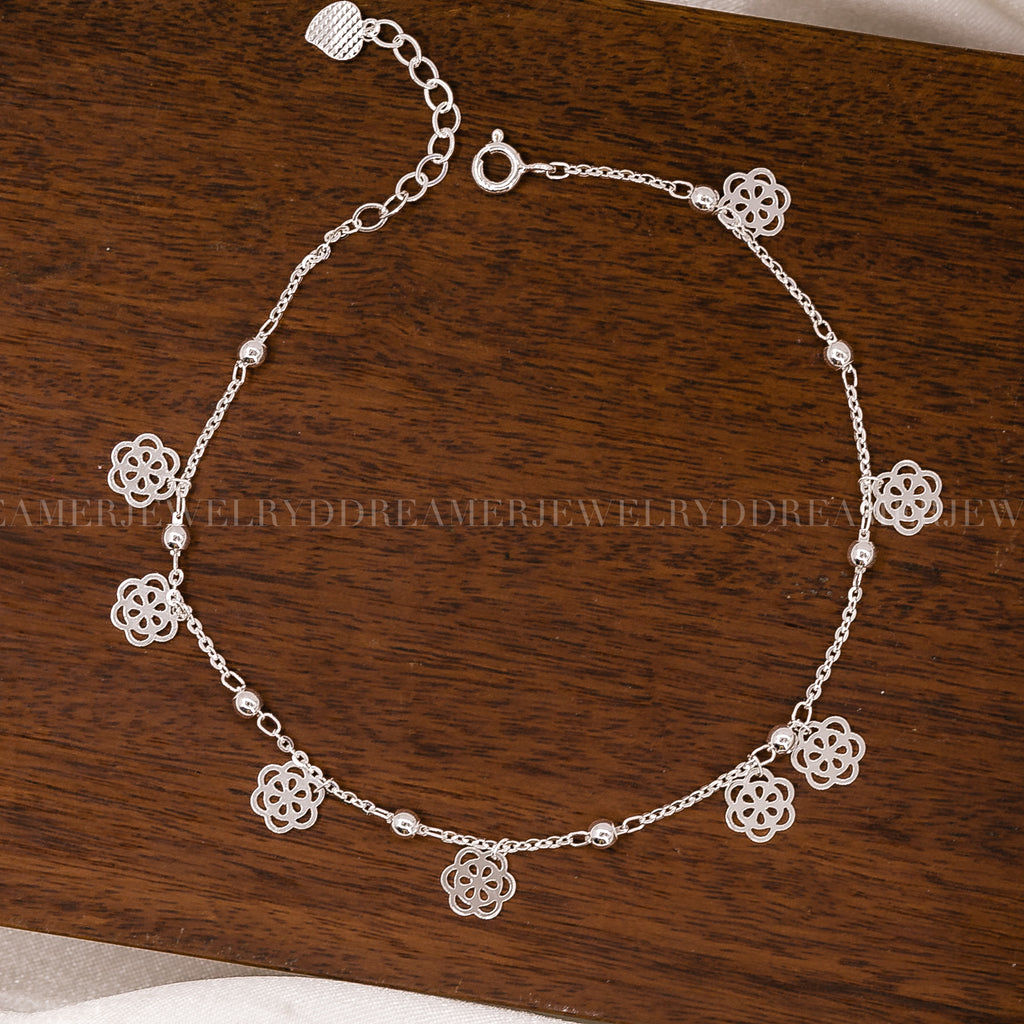 Sparkling Bow Silver Anklet Sterling Silver P548LCH