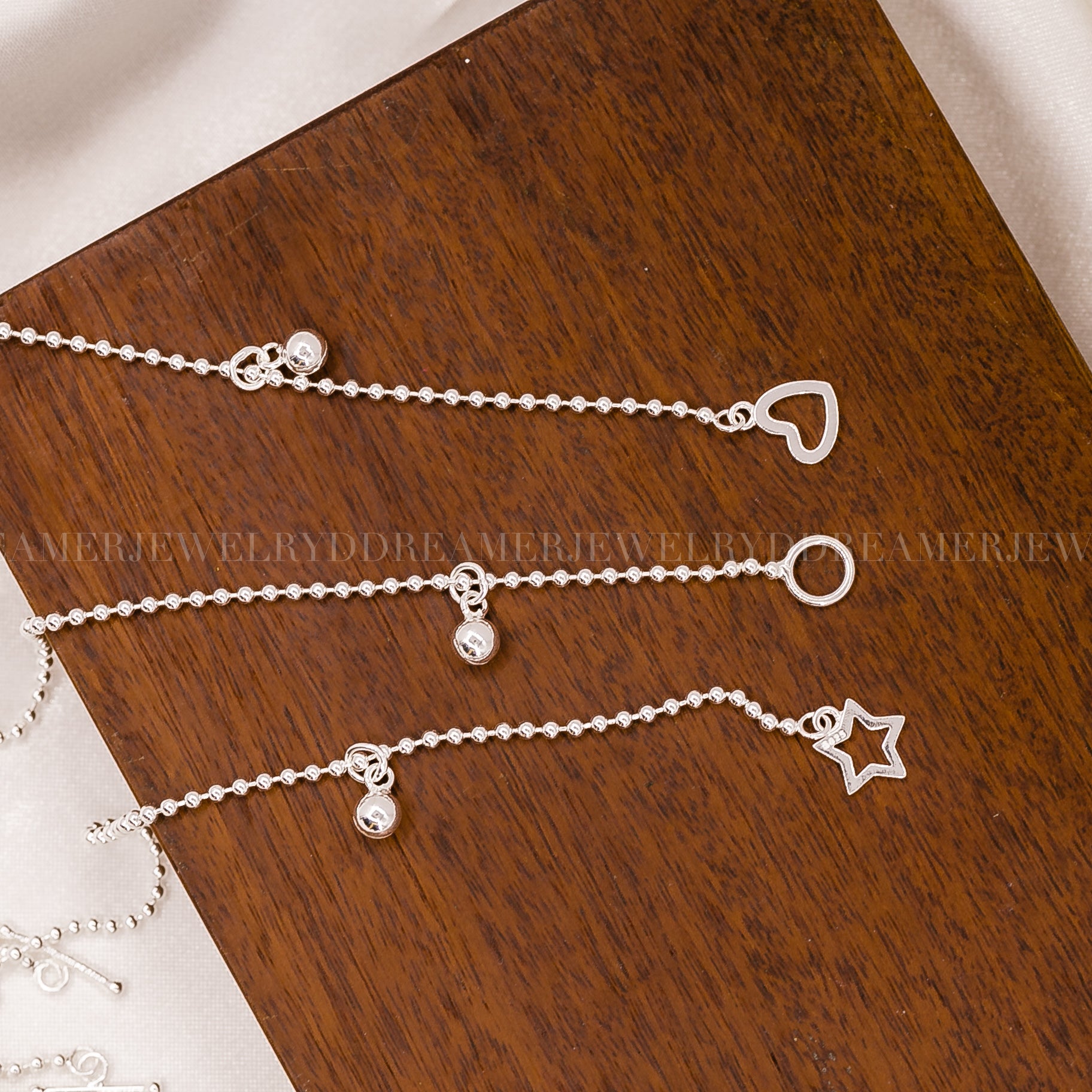 Lắc Chân Dây Bi Bạc 925 Khoá Gài Lạ Mắt - Beads Chain Silver Anklet Sterling Silver