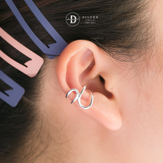 Earcuff Bản Chỉ Bạc Gợn Sóng Unisex - Bông Tai Kẹp Vành Bạc 925 - 2753EC